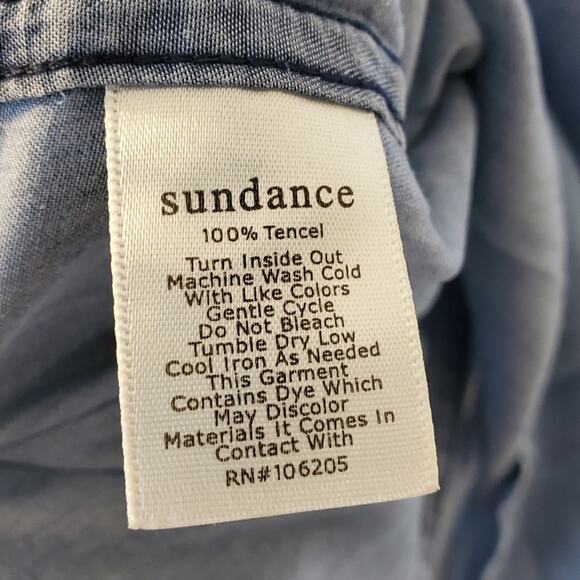 Sundance light blue chambray with pearl snap button up western style  shirt - Picture 7 of 7